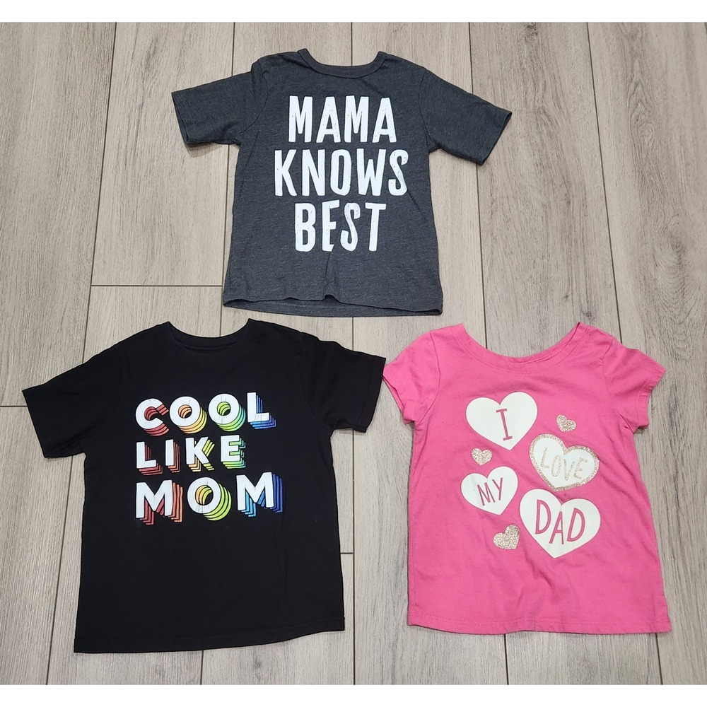Girls Graphic T-Shirt Bundle Mom and Dad Family Funny Tops 3pc Size 4T